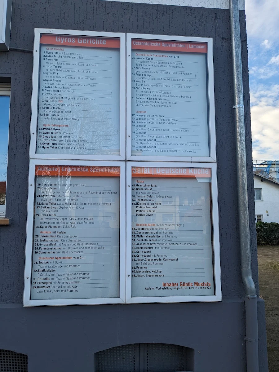 Speisekarte, Gyros Haus