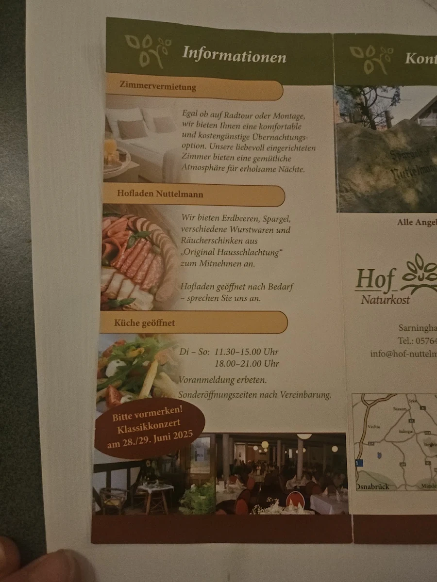 Speisekarte, Hof Nuttelmann