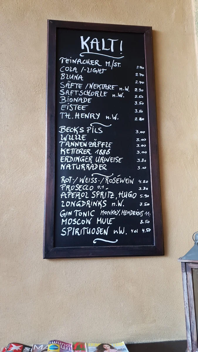 Speisekarte, Cafébar Mokka