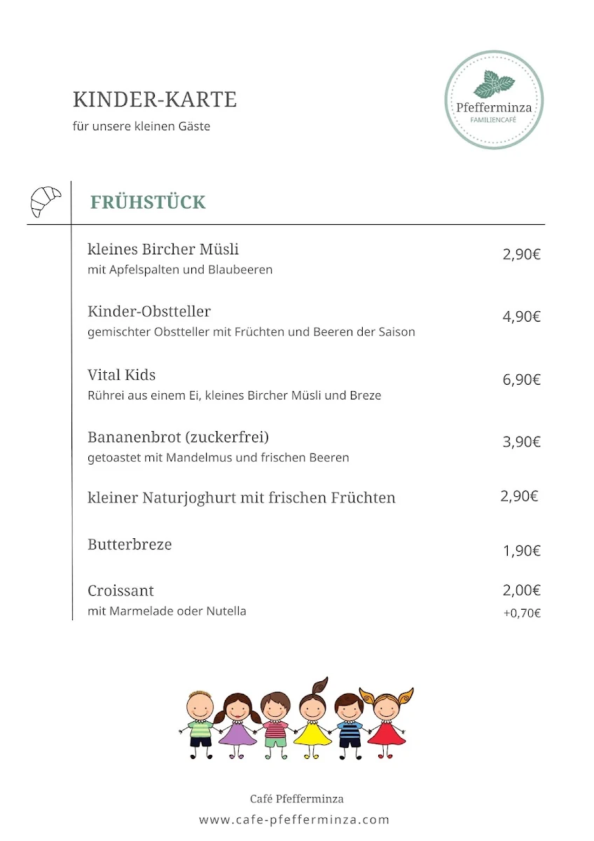 Speisekarte, Café Pfefferminza