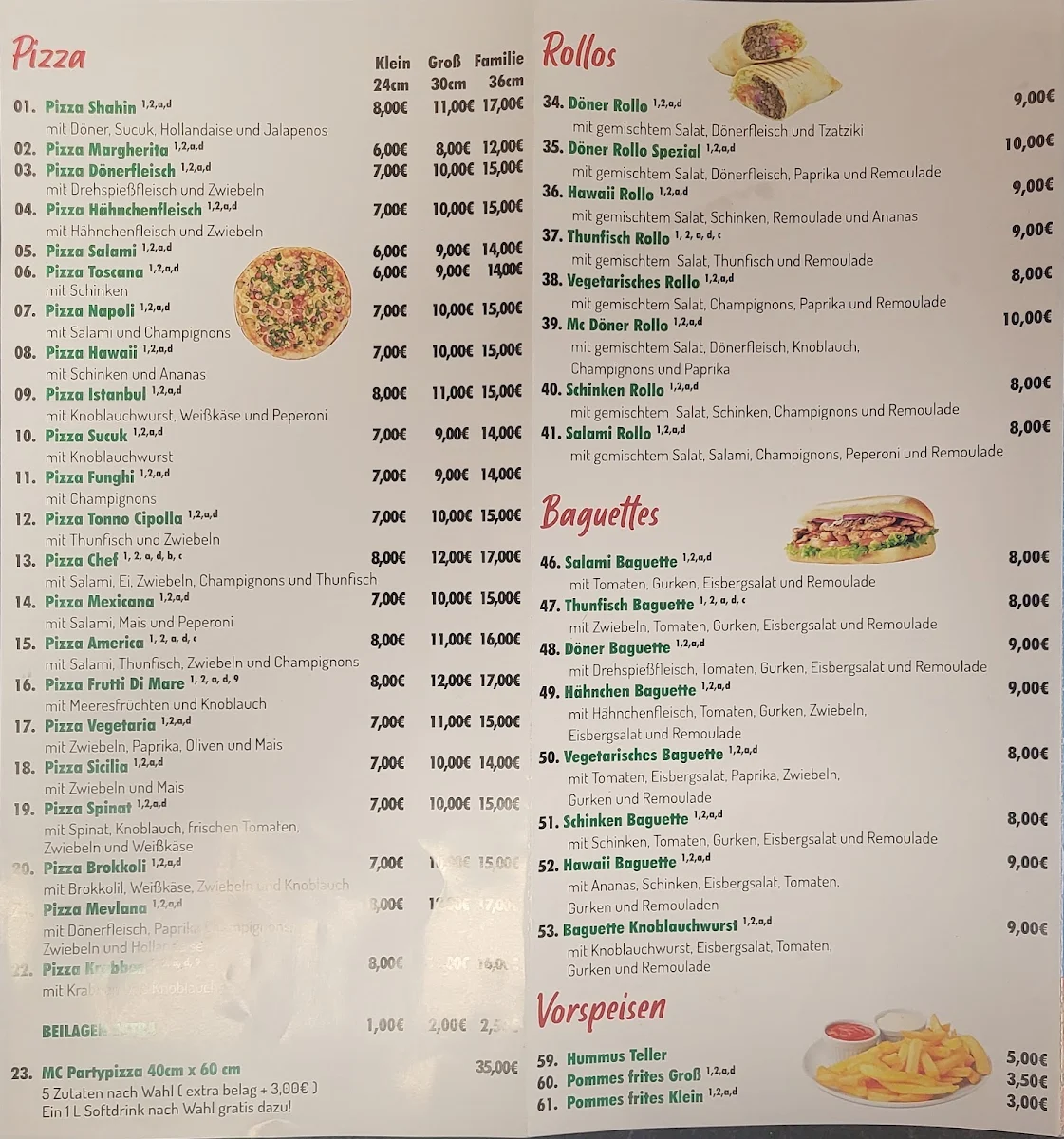 Speisekarte, MC•KEBAB