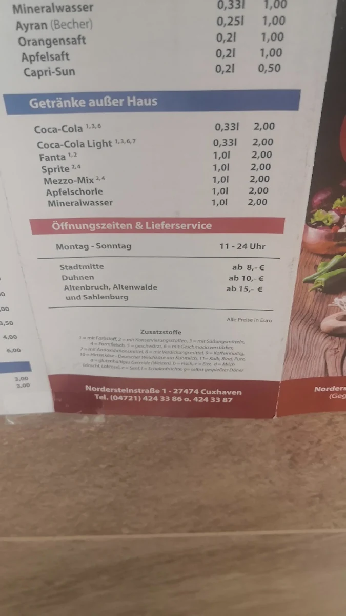 Speisekarte, MC•KEBAB