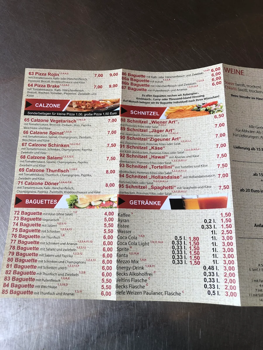 Speisekarte, Bistro Bodrum