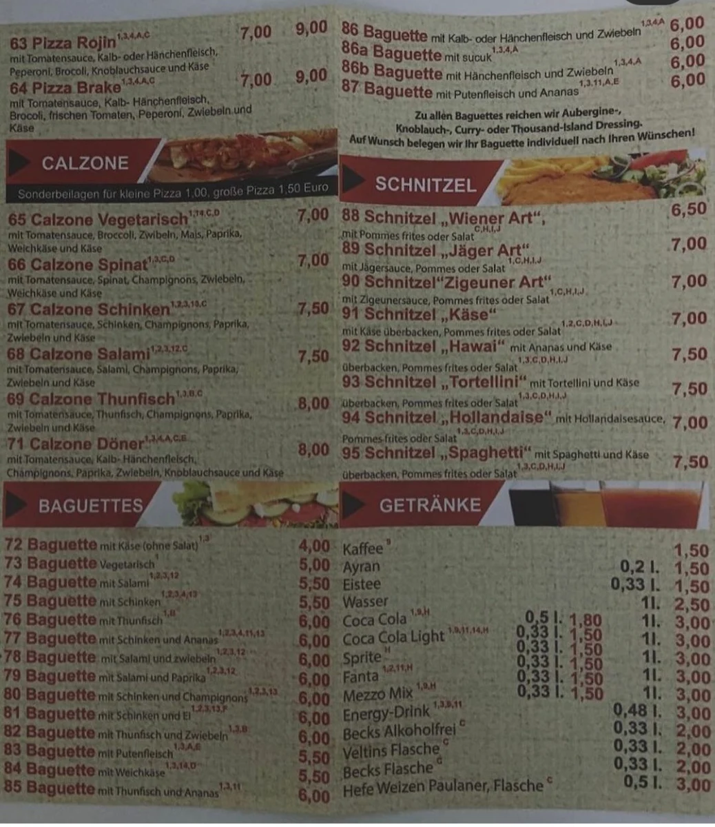 Speisekarte, Bistro Bodrum