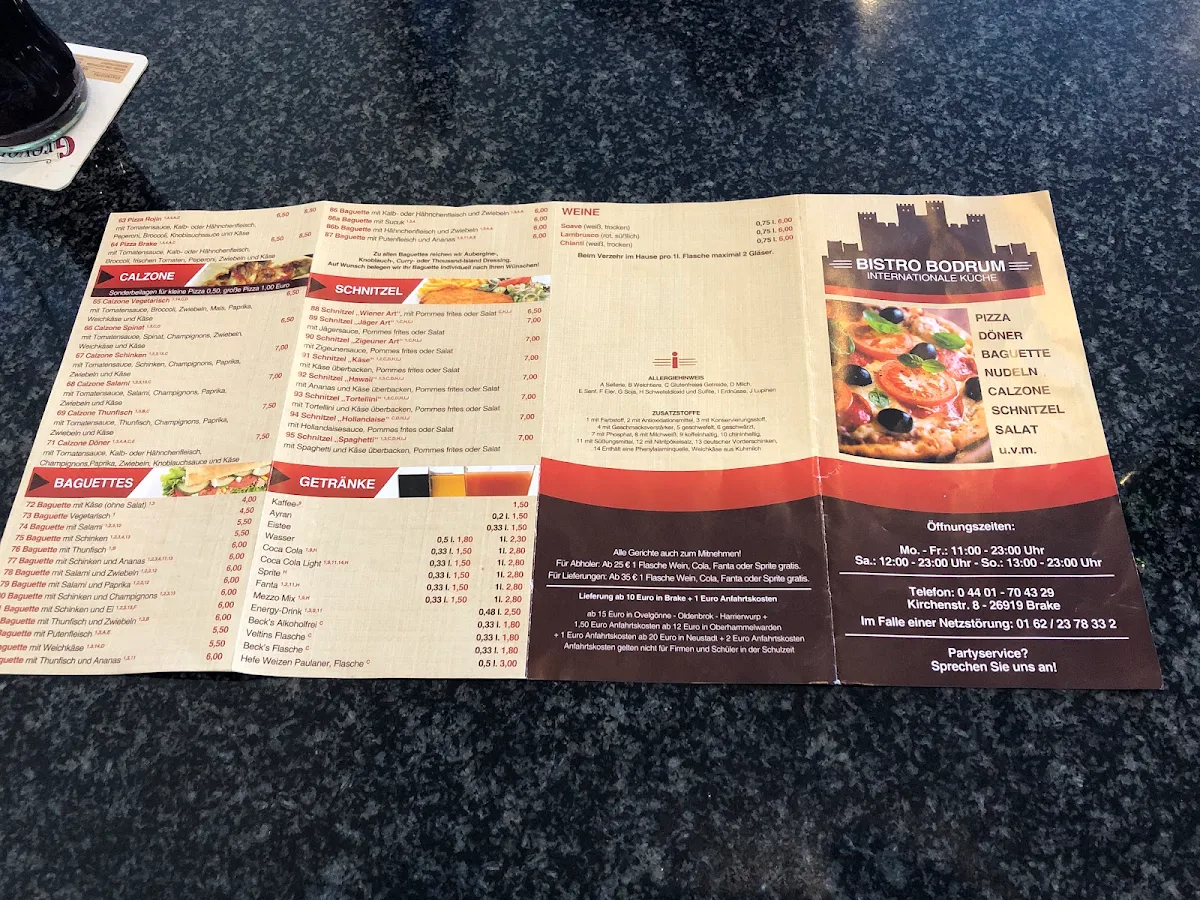 Speisekarte, Bistro Bodrum