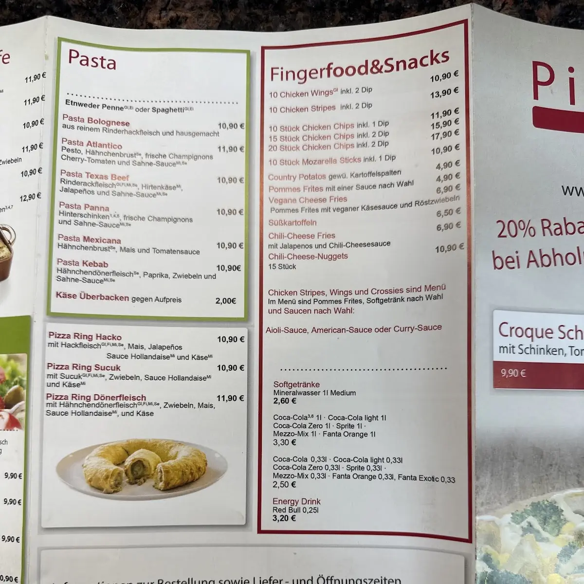 Speisekarte, Pizza Hot - Kiel Friedrichsort