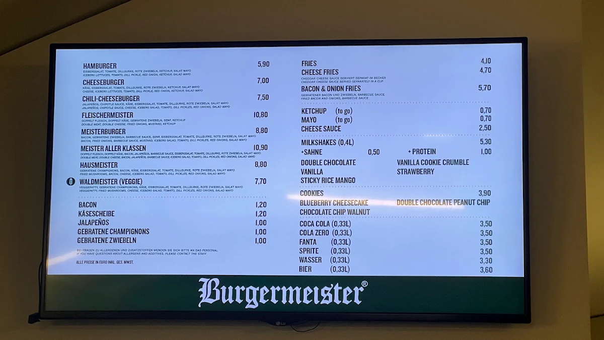 Speisekarte, Burgermeister Alexanderplatz