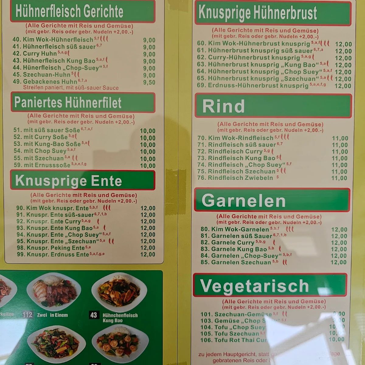 Speisekarte, Kim Wok Asia Gourmet