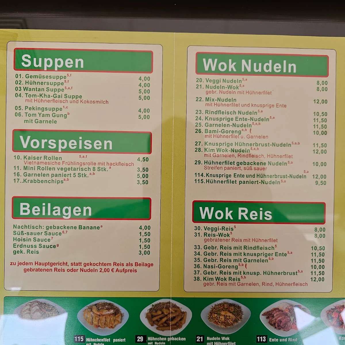 Speisekarte, Kim Wok Asia Gourmet