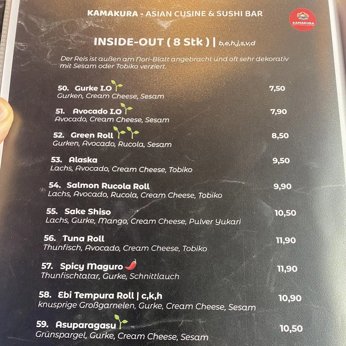 Speisekarte, Kamakura Restaurant Schweinfurt
