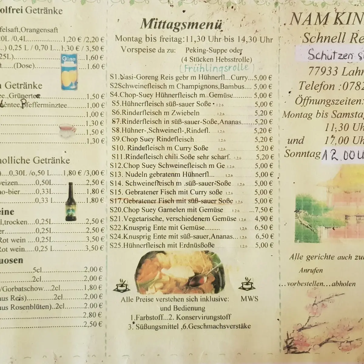 Speisekarte, Nam Kinh Wok