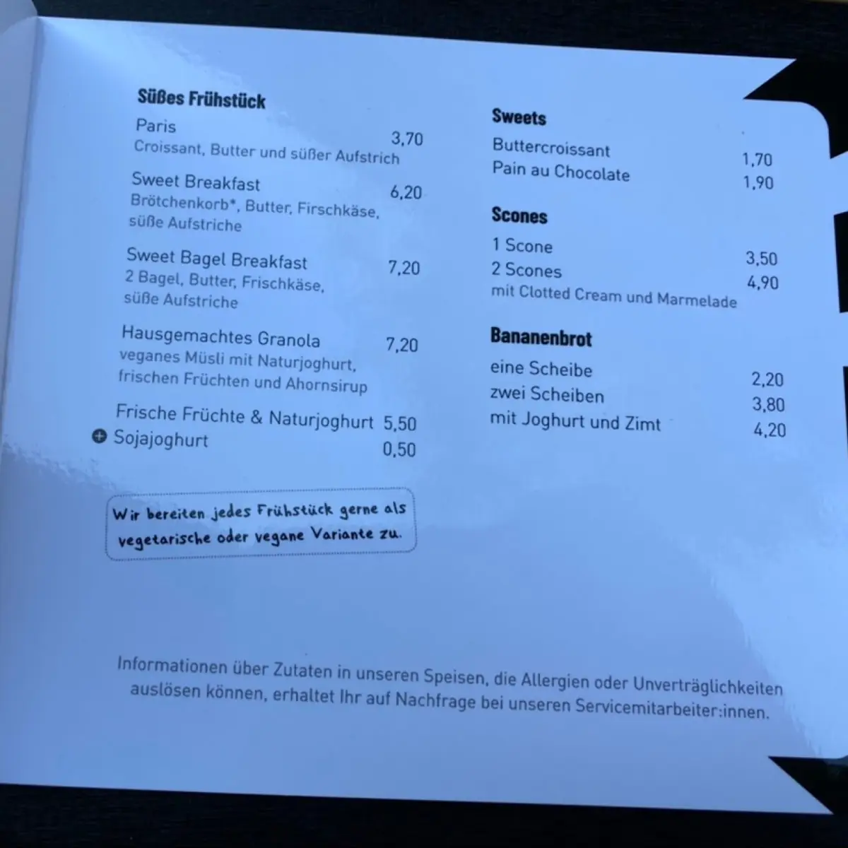 Speisekarte, Leuchte Kaffeebar