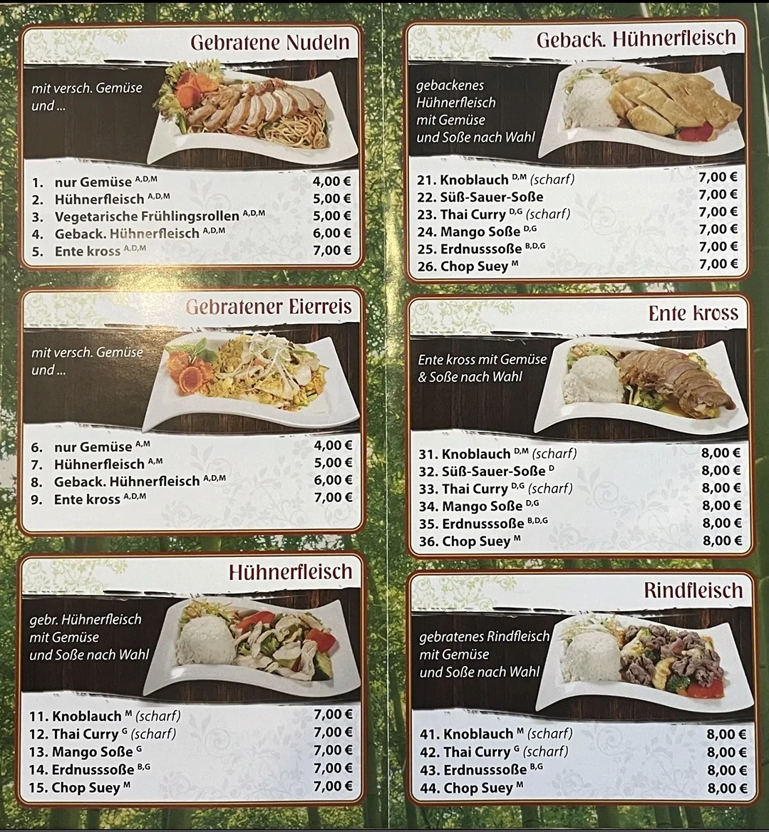 Speisekarte, Bien-Asien