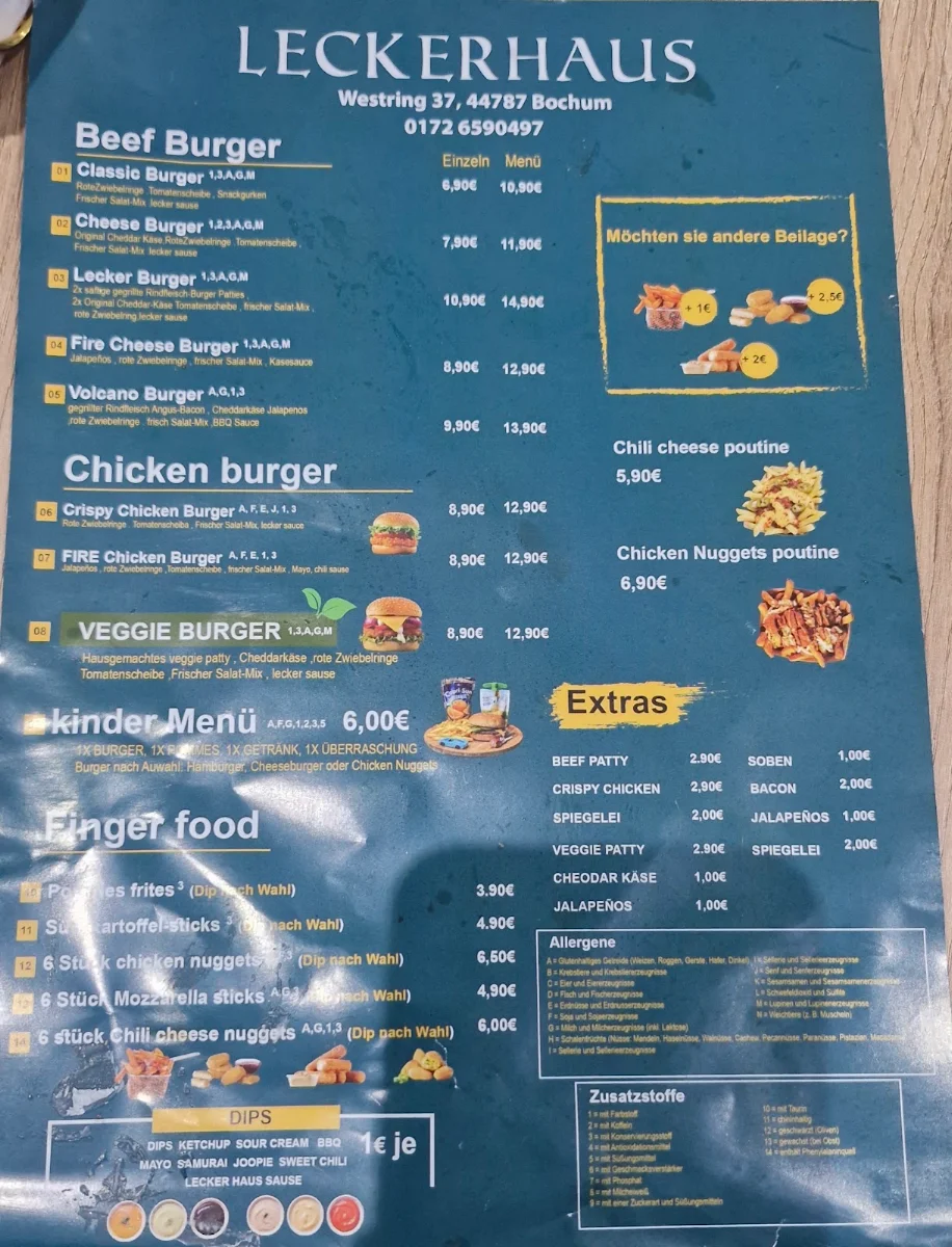 Speisekarte, Lecker Haus