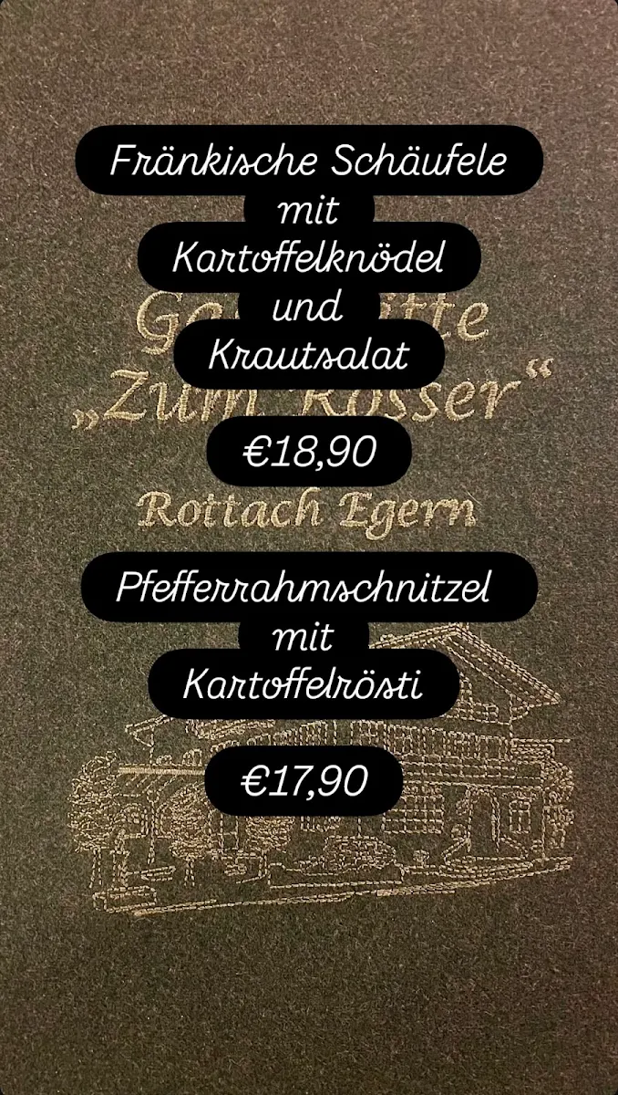 Speisekarte, Gasthof zum Rosser