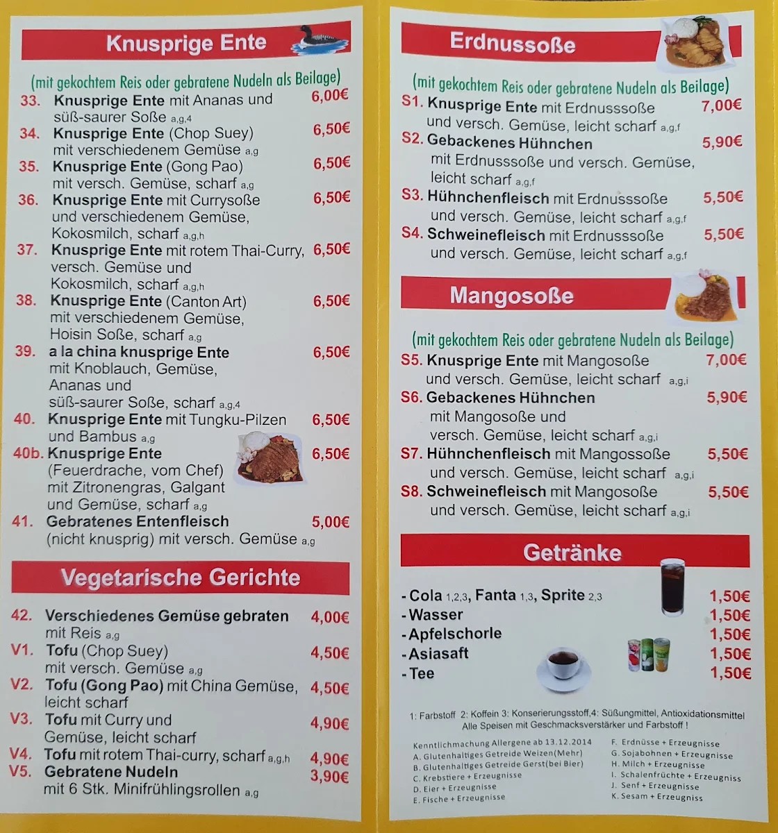 Speisekarte, Asia Food