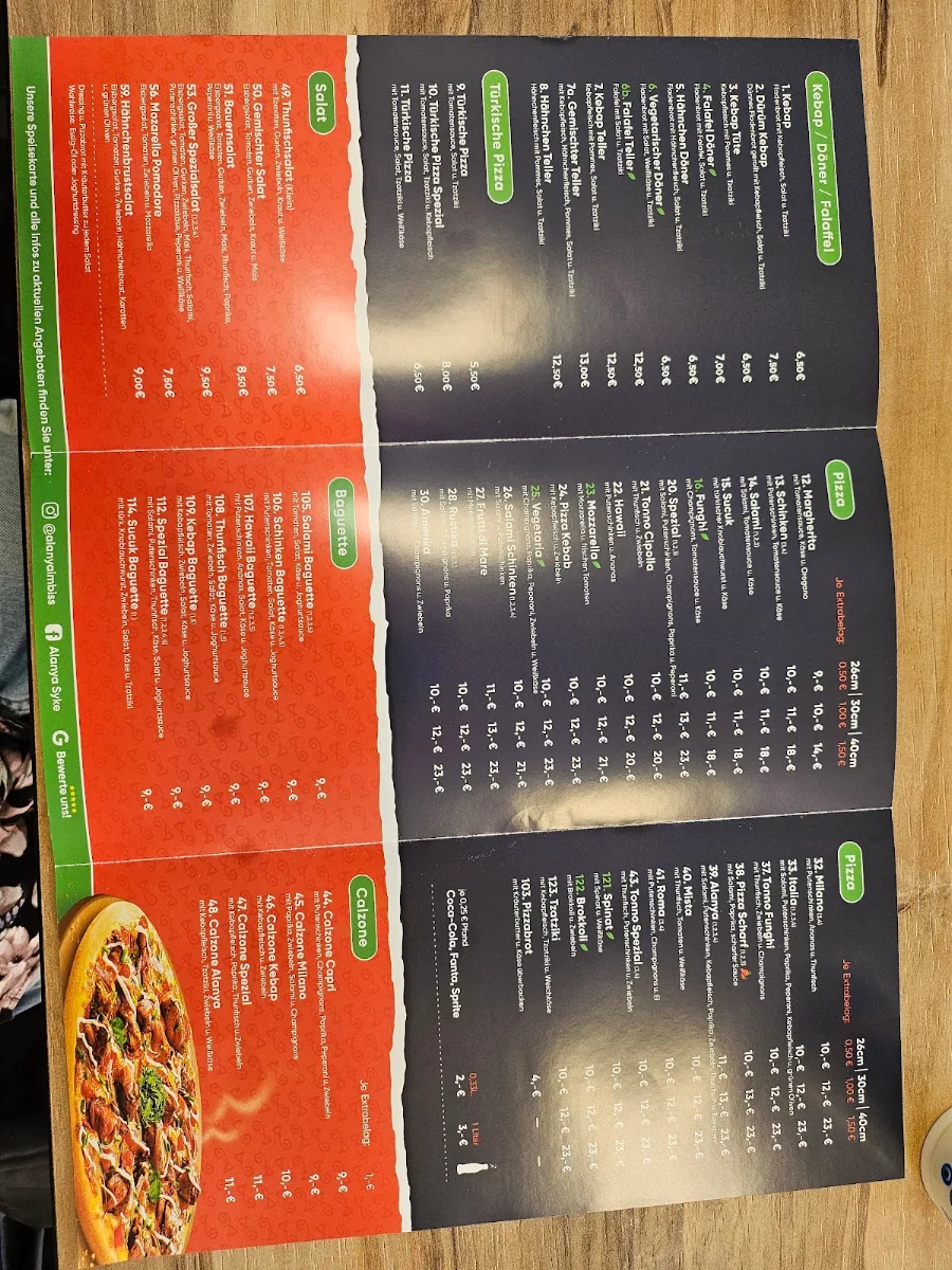 Speisekarte, Alanya Schnellimbiss & Restaurant