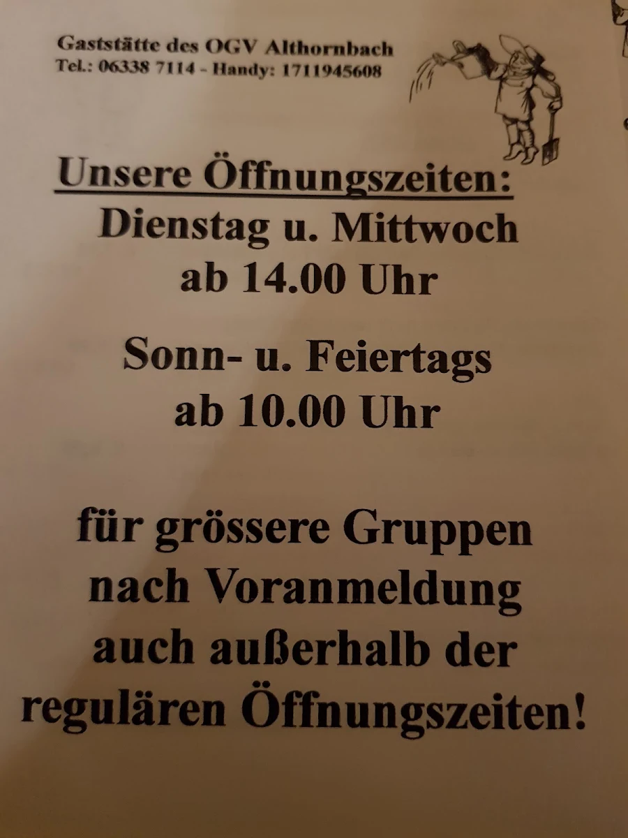 Speisekarte, Obst- und Gartenbauverein Althornbach e.V.