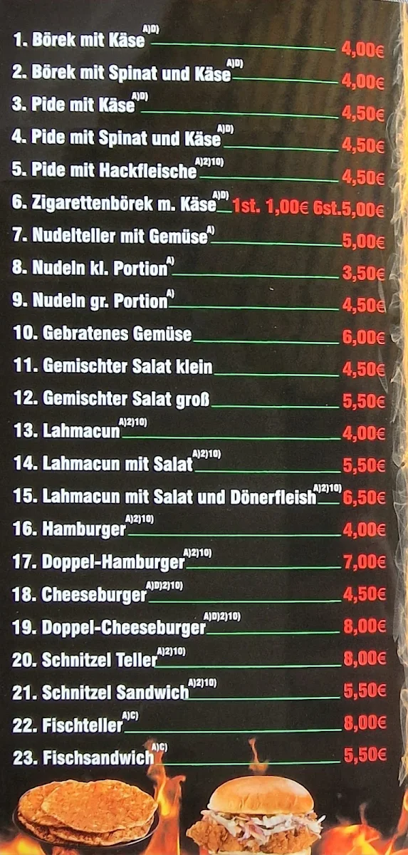 Speisekarte, Big Döner