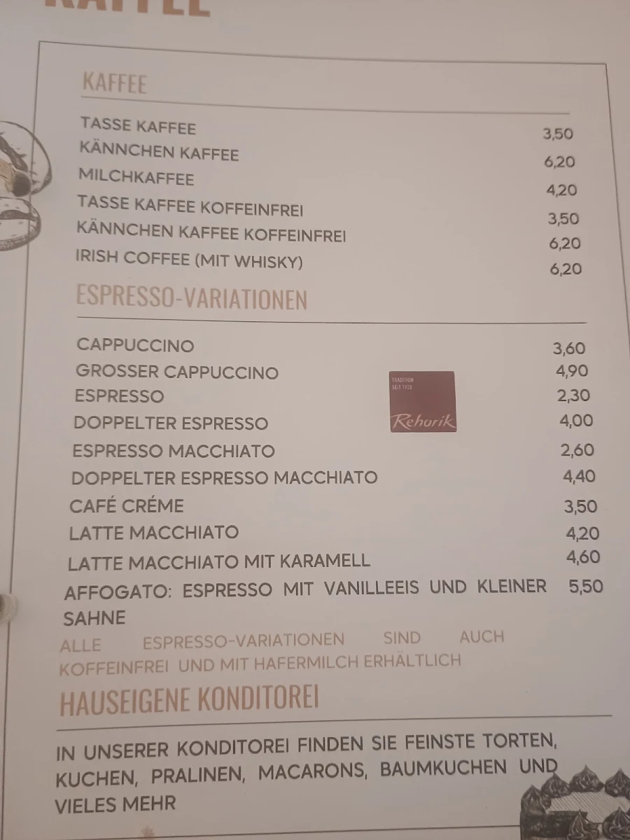 Speisekarte, Café Krönner