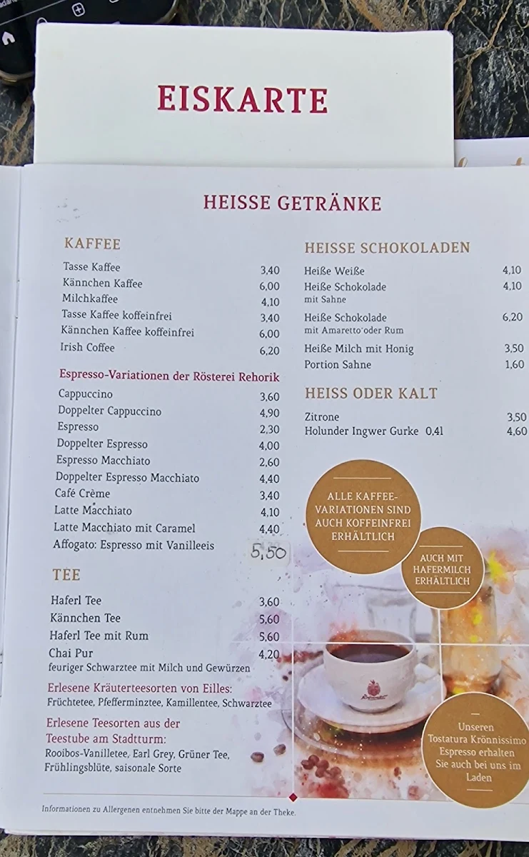 Speisekarte, Café Krönner