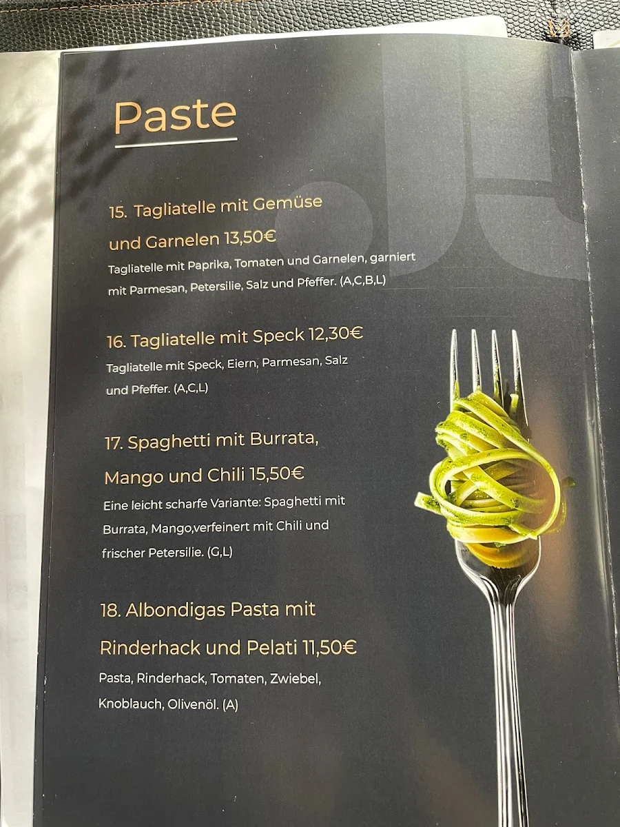 Speisekarte, Joie Restaurant & Eventhaus