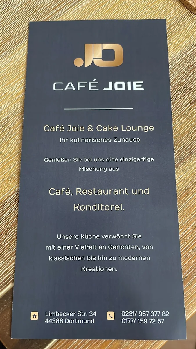 Speisekarte, Joie Restaurant & Eventhaus