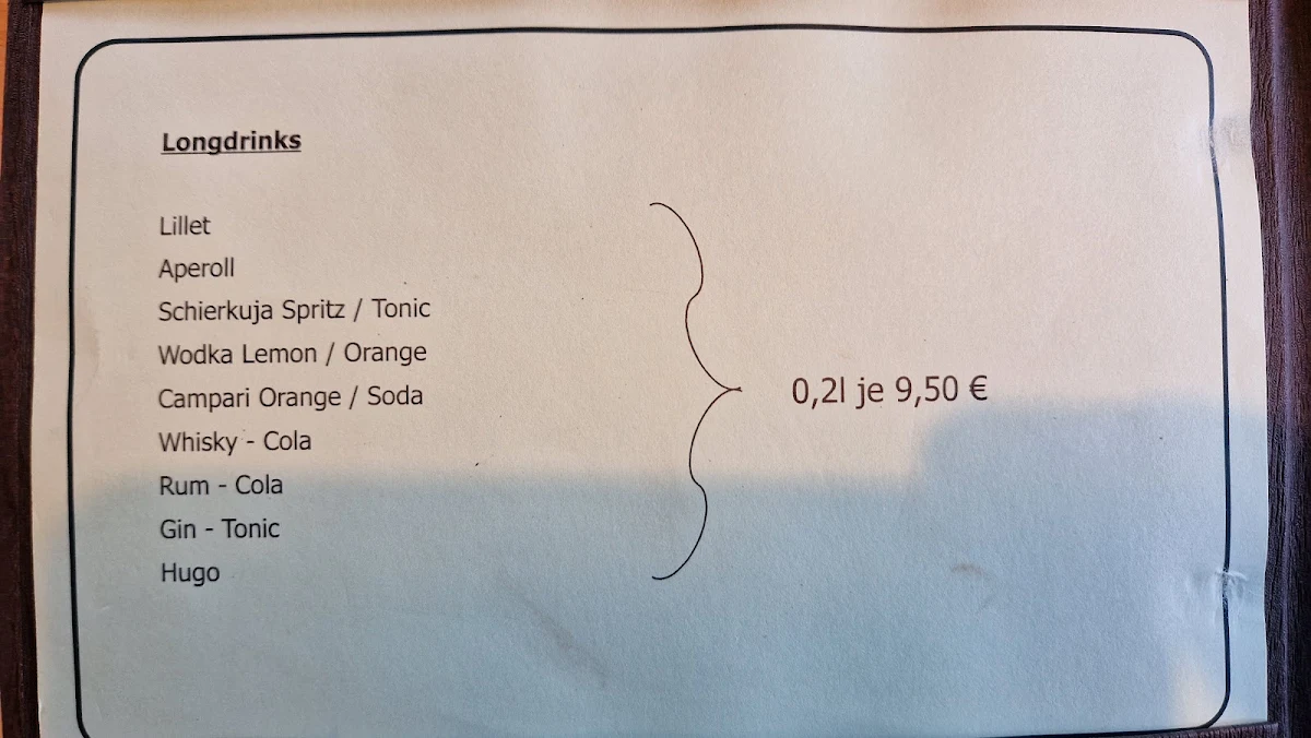 Speisekarte, Dombrowsky's Baude