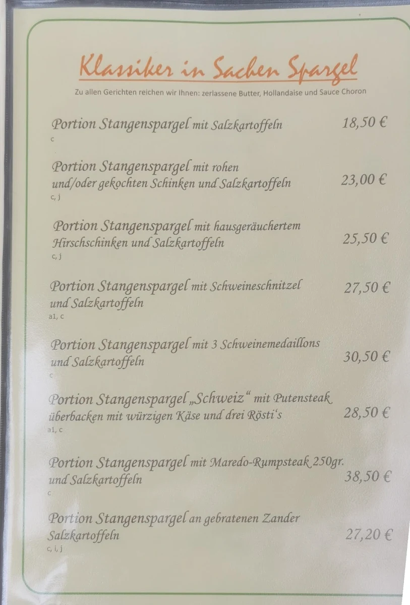 Speisekarte, Dombrowsky's Baude
