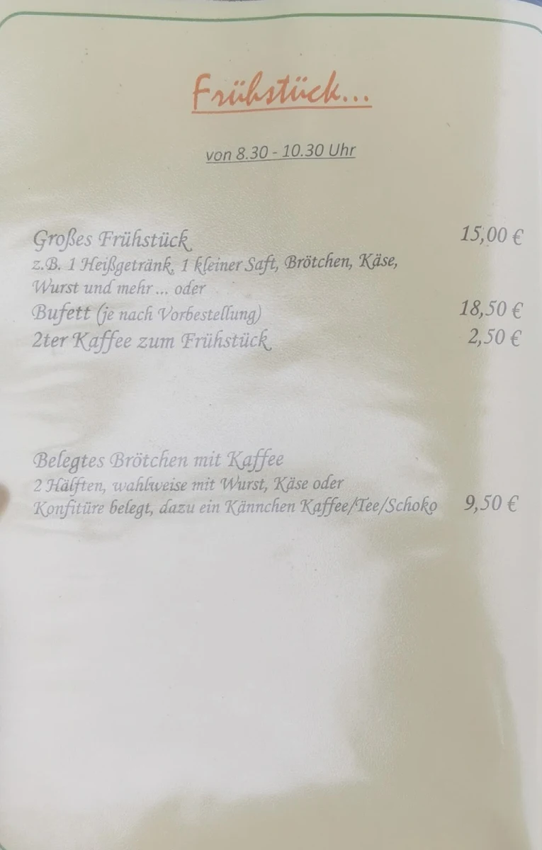 Speisekarte, Dombrowsky's Baude