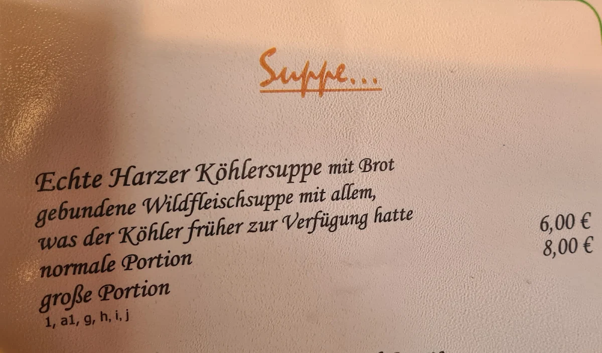 Speisekarte, Dombrowsky's Baude