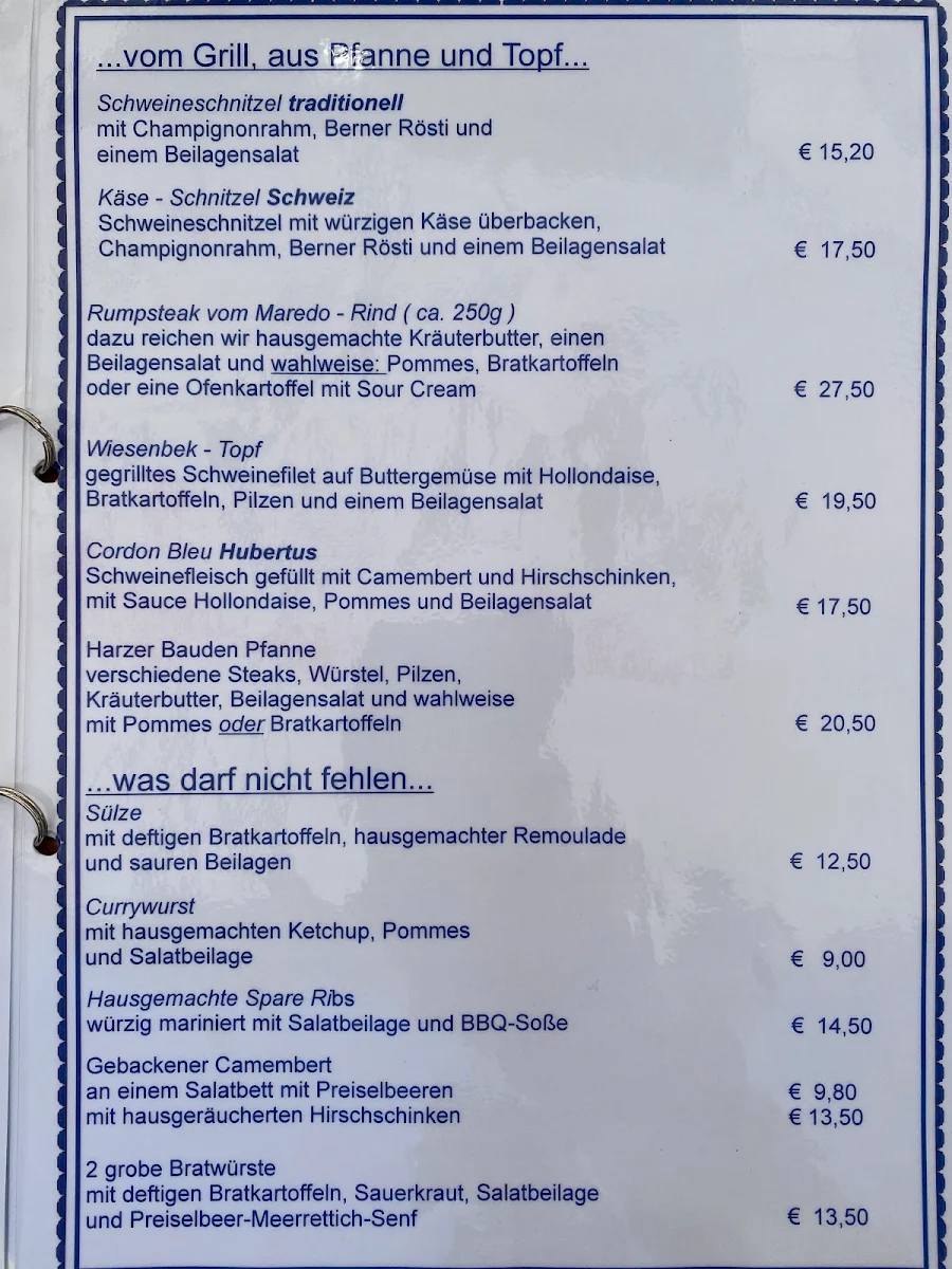 Speisekarte, Dombrowsky's Baude