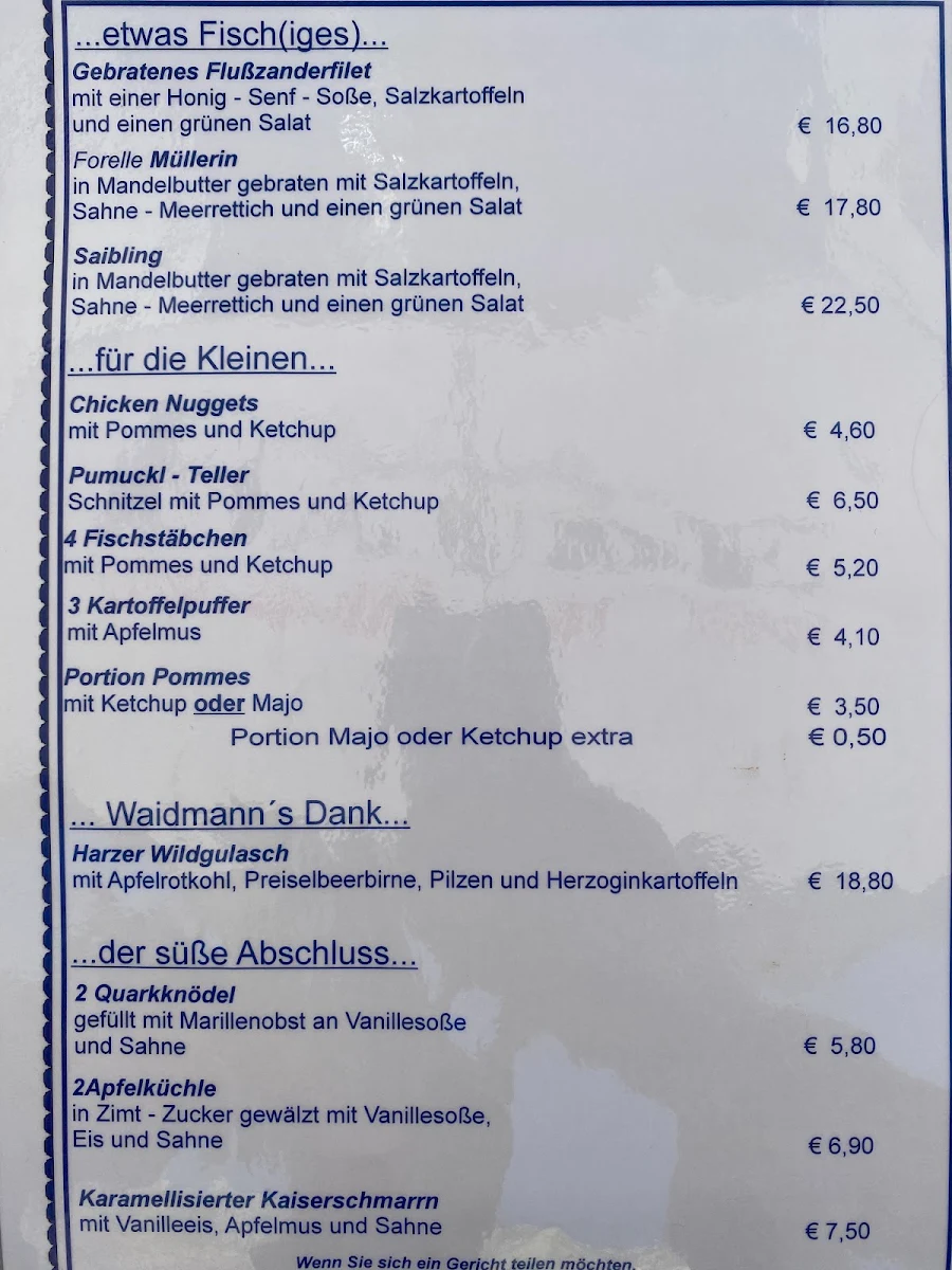 Speisekarte, Dombrowsky's Baude