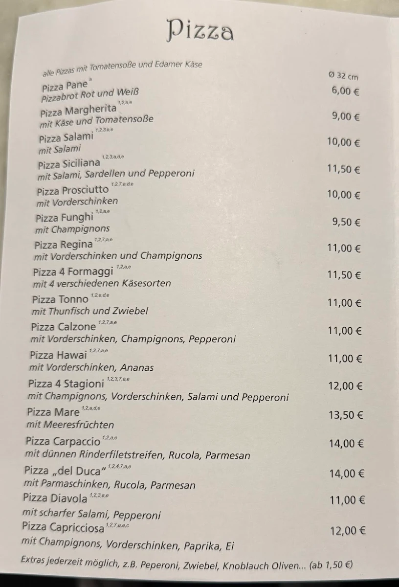Speisekarte, Del Duca