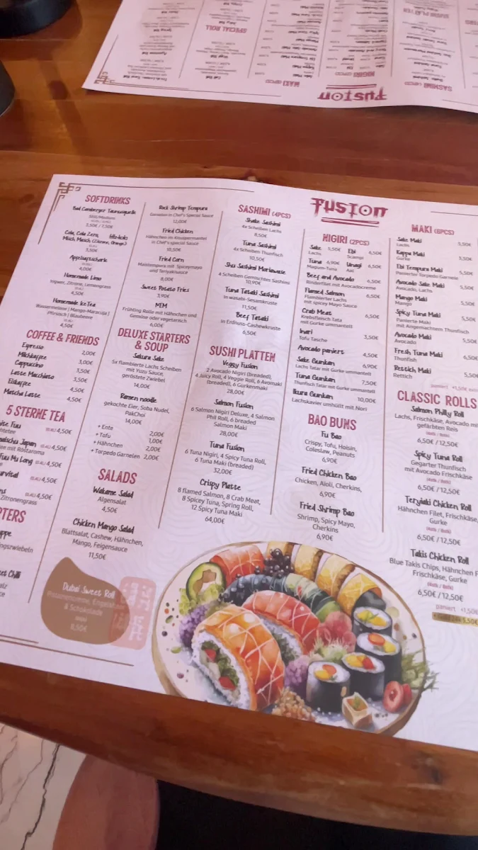 Speisekarte, Fusion Sushi -Sachsenhausen Frankfurt