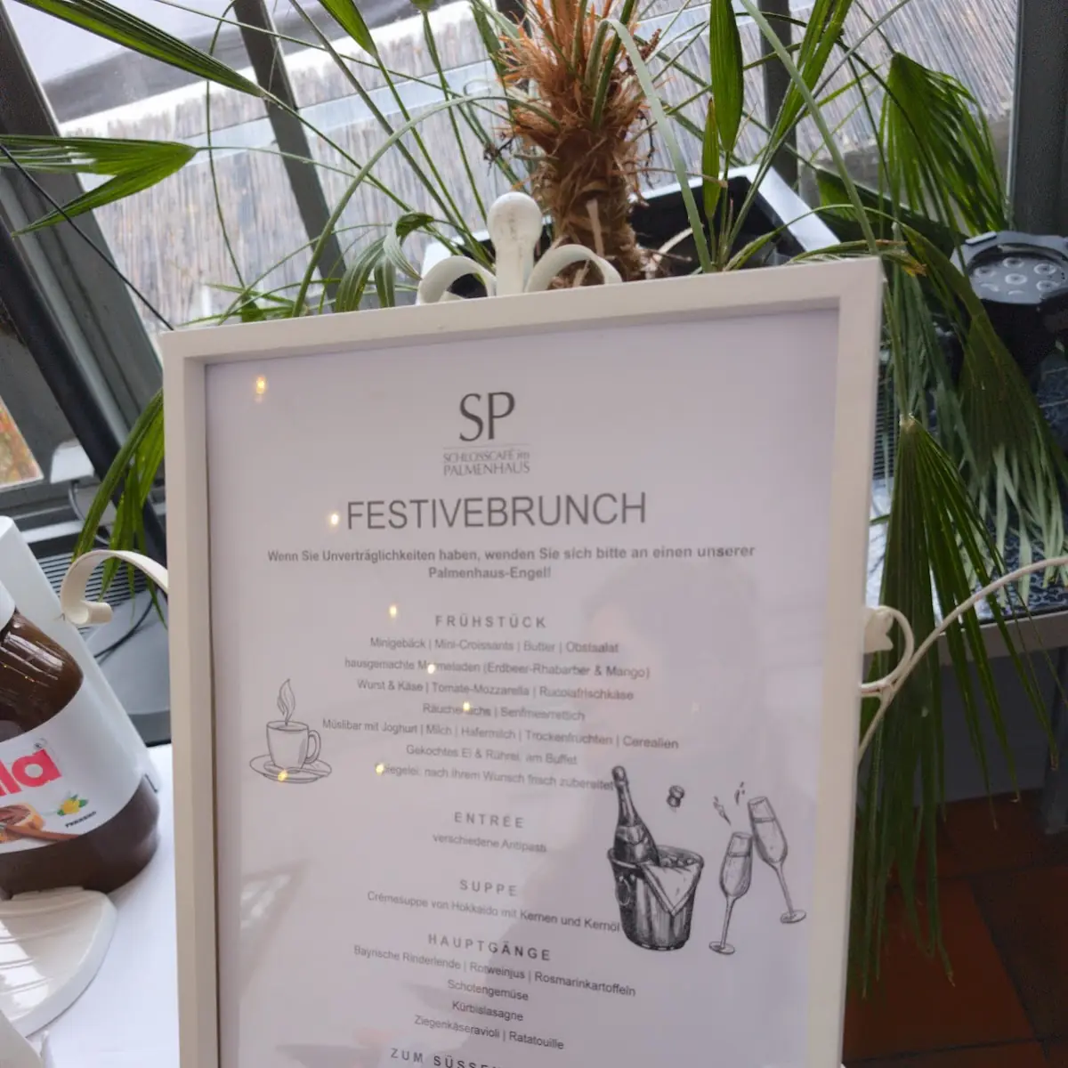 Speisekarte, Schlosscafé im Palmenhaus