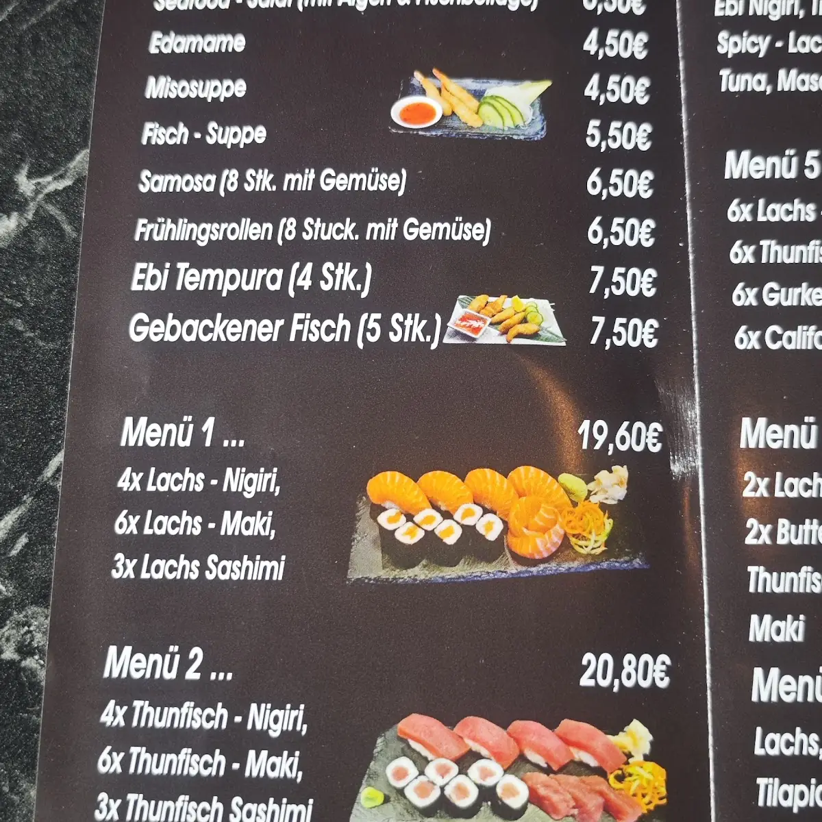 Speisekarte, Nagoya Sushi Bar