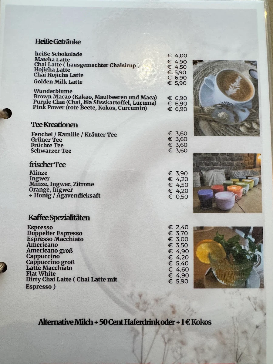 Speisekarte, Café Nebenannen