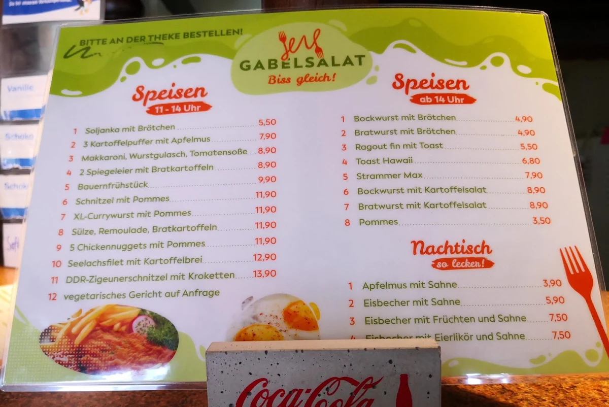 Speisekarte, Gabelsalat