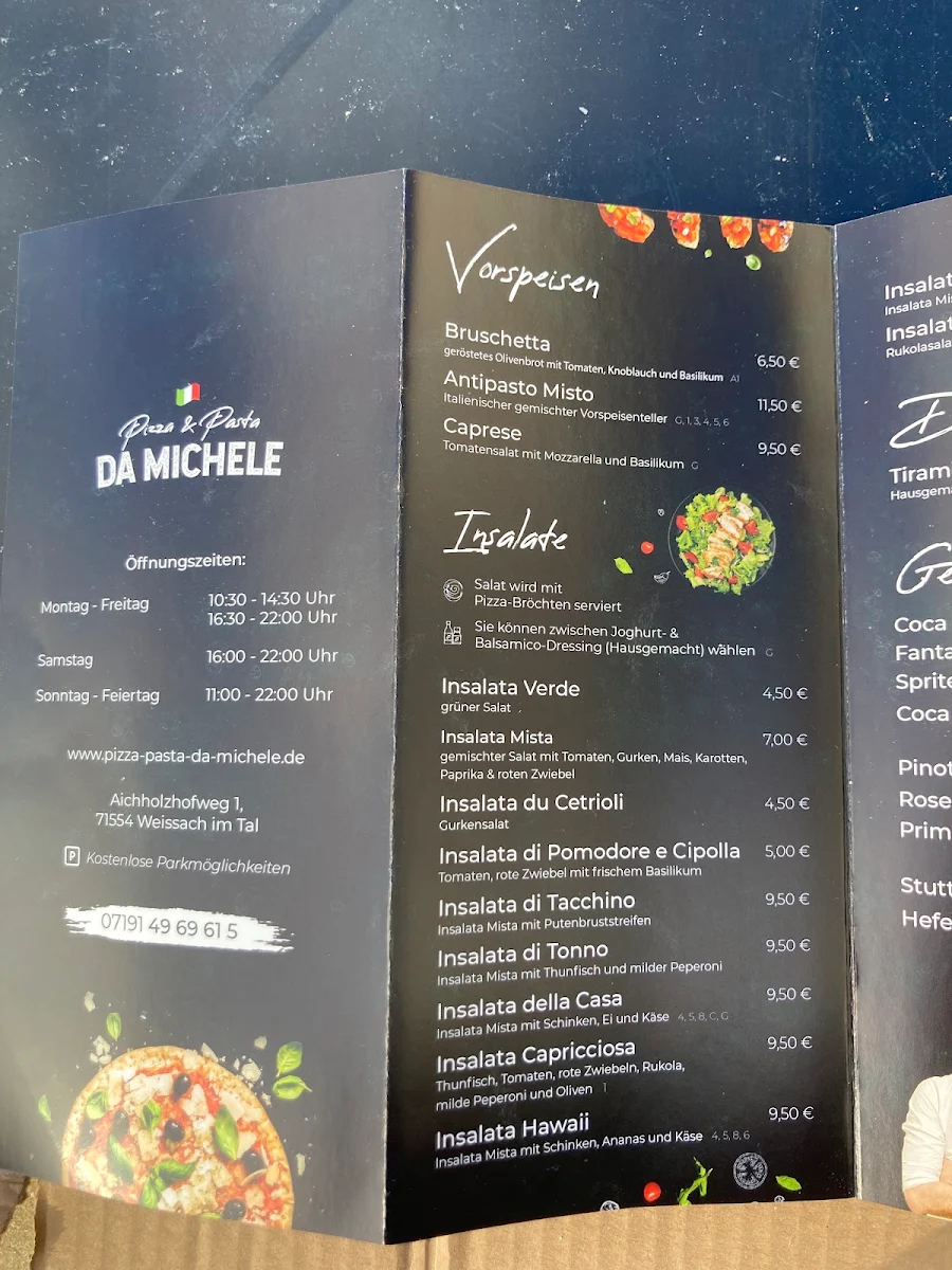 Speisekarte, Pizza Pasta Da Michele