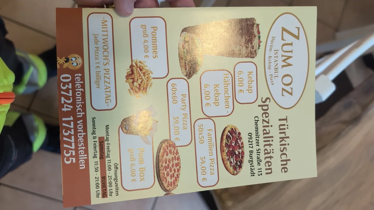 Speisekarte, Zum Oz