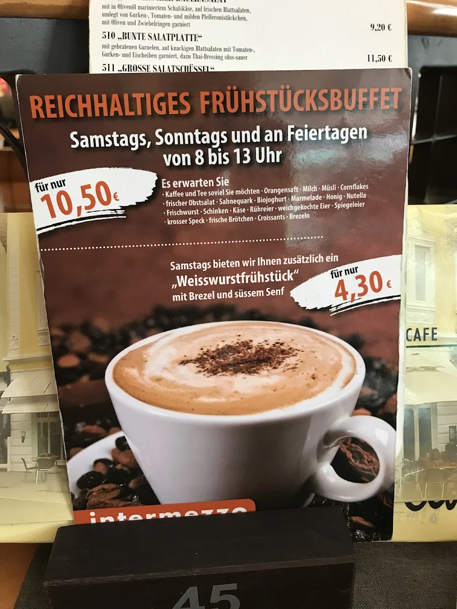 Speisekarte, Cafe Intermezzo