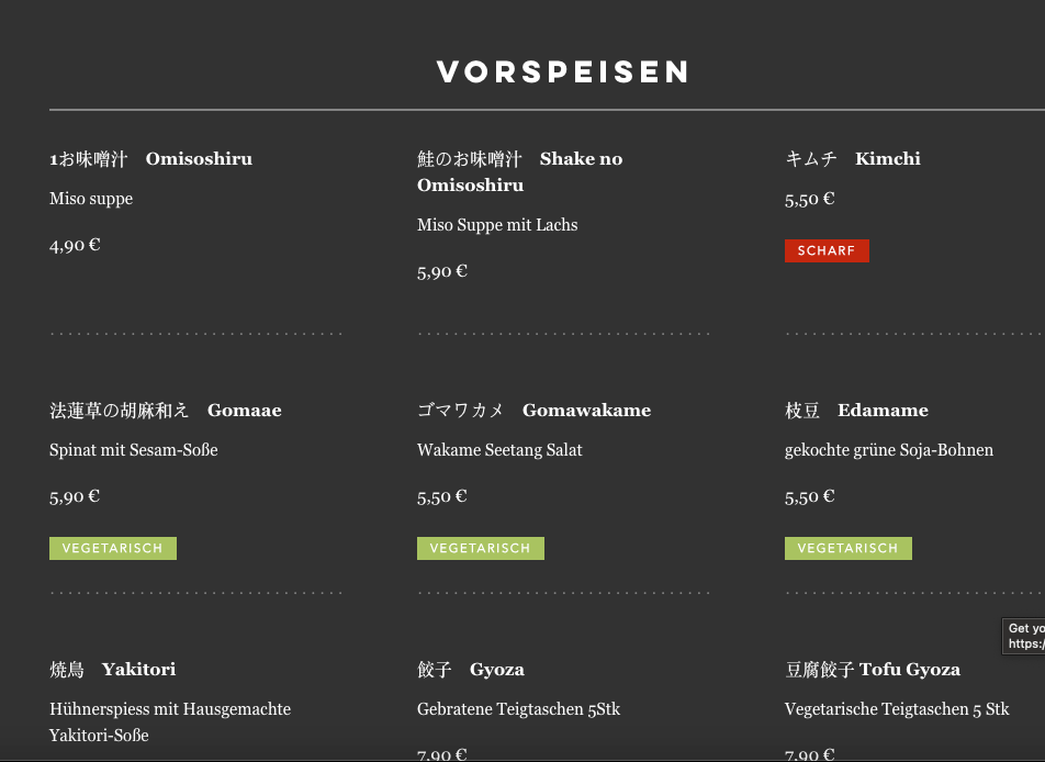 Speisekarte photo 1