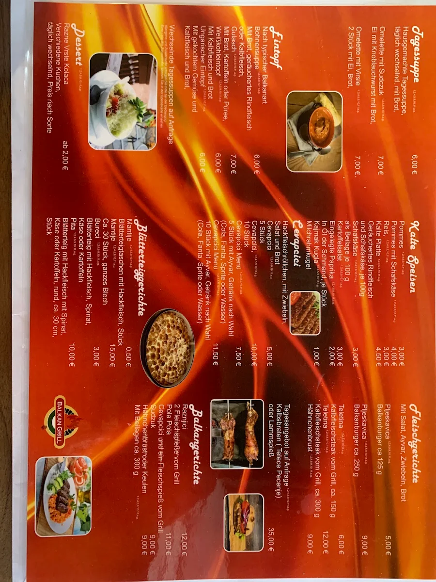 Speisekarte, Balkan Grill