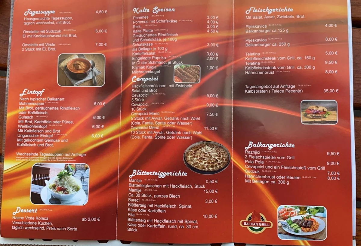 Speisekarte, Balkan Grill
