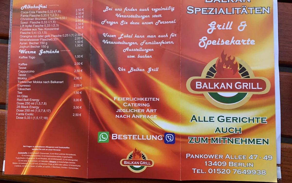 Speisekarte, Balkan Grill