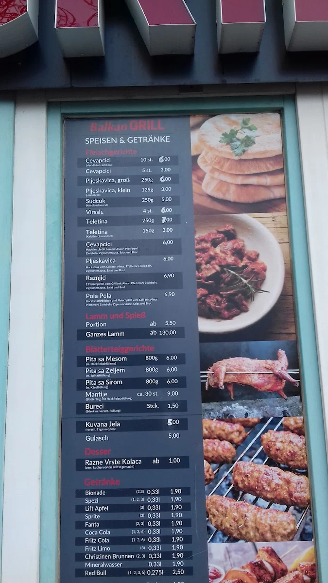Speisekarte, Balkan Grill