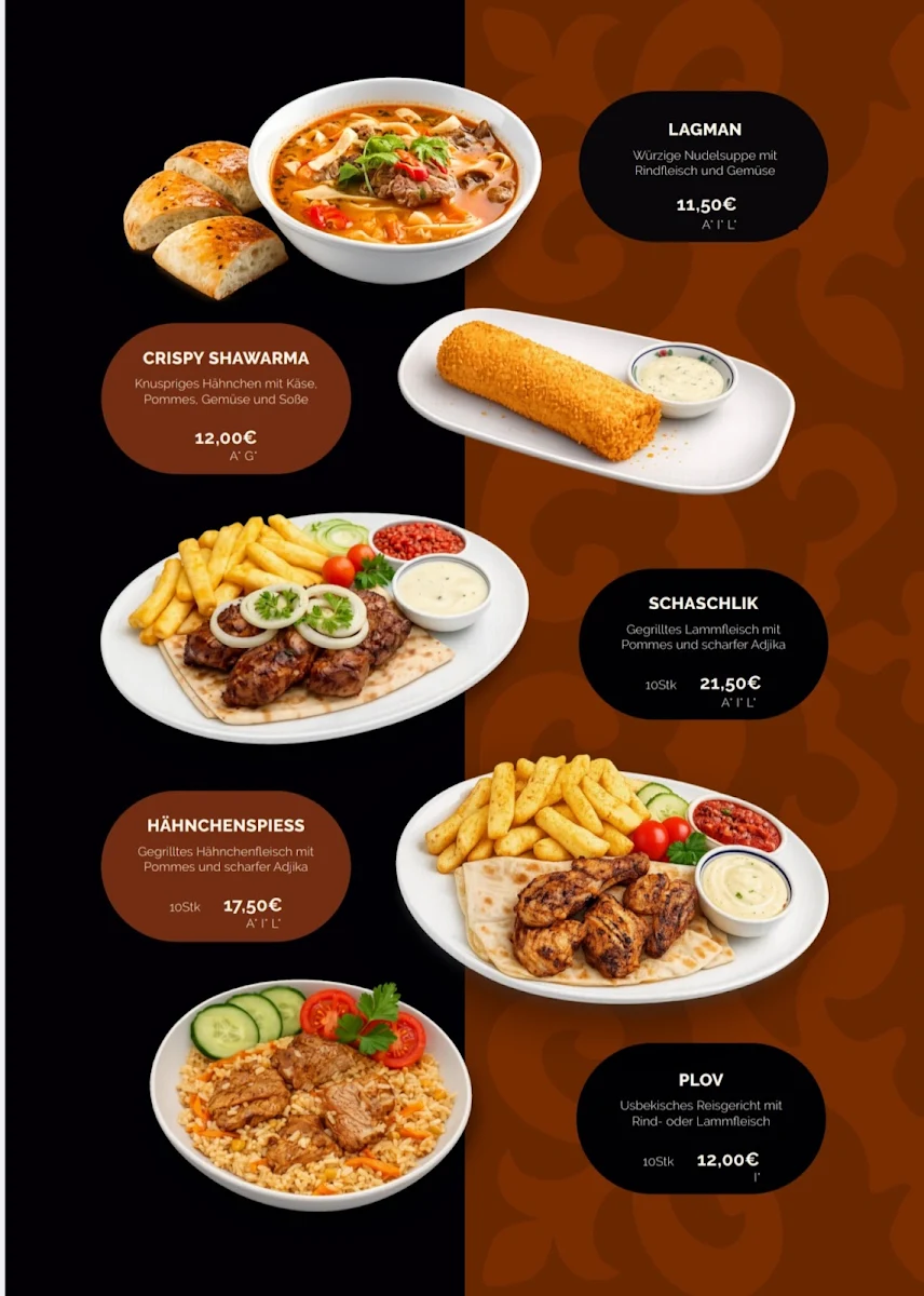 Speisekarte, Unity Taste Restaurant