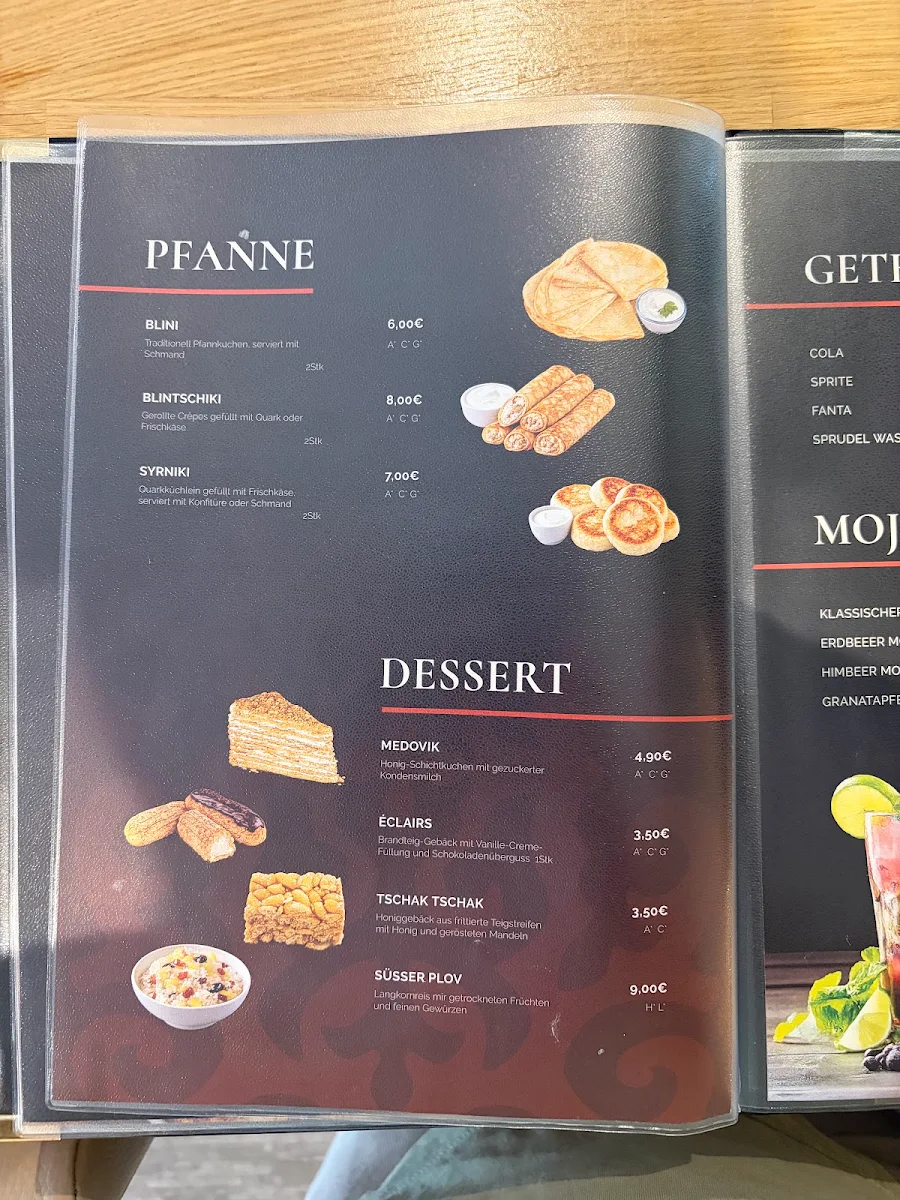 Speisekarte, Unity Taste Restaurant