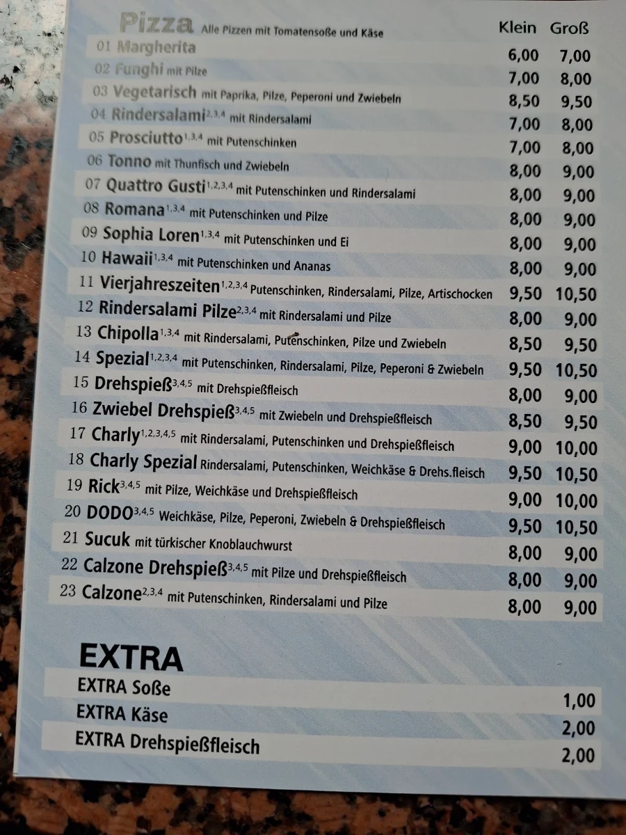 Speisekarte, Dodo Kebaphaus